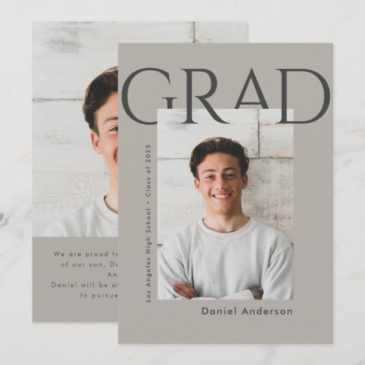 Moderne eenvoudige aankondiging Afstuderen foto's (Voorkant / Achterkant)
