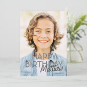 Moderne Eenvoudige aanpasbare foto op geboortedag (Staand voorkant)