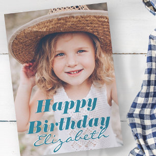Moderne Eenvoudige aanpasbare foto op geboortedag Kaart