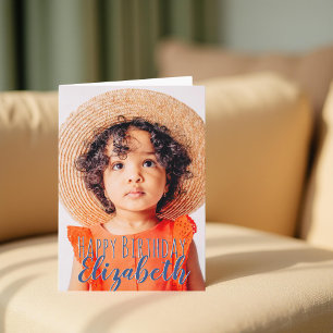 Moderne Eenvoudige aanpasbare foto op geboortedag Kaart