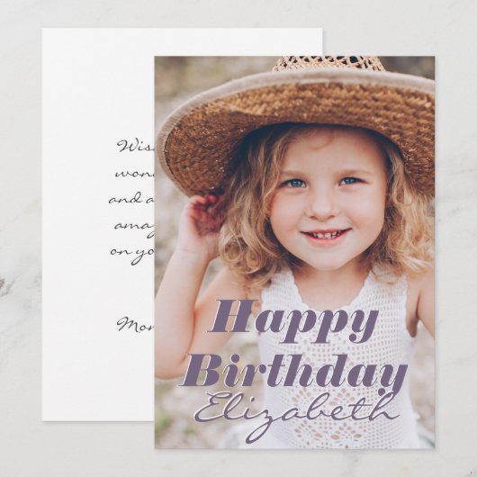 Moderne Eenvoudige aanpasbare foto op geboortedag Kaart (Voorkant / Achterkant)