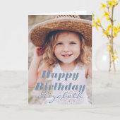 Moderne Eenvoudige aanpasbare foto op geboortedag Kaart (Gele Bloem)