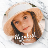 Moderne Eenvoudige aanpasbare foto op geboortedag Ronde Sticker