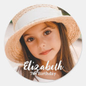 Moderne Eenvoudige aanpasbare foto op geboortedag Ronde Sticker (Voorkant)