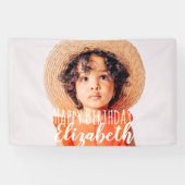 Moderne Eenvoudige aanpasbare foto op geboortedag Spandoek (Horizontaal)