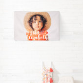 Moderne Eenvoudige aanpasbare foto op geboortedag Spandoek (Insitu)