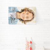 Moderne Eenvoudige aanpasbare foto op geboortedag Spandoek (Insitu)