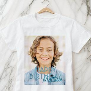 Moderne Eenvoudige aanpasbare foto op geboortedag T-shirt