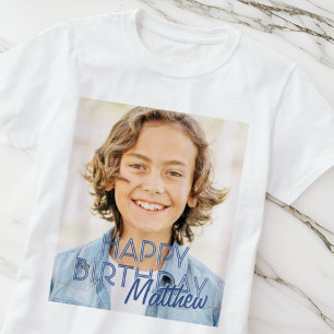 Moderne Eenvoudige aanpasbare foto op geboortedag T-shirt