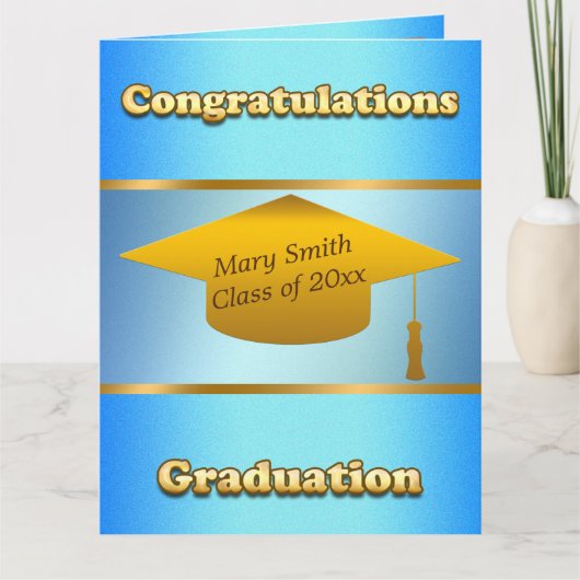 Moderne Eenvoudige Aanpasbare Gold Blue Sky Kaart (Voorkant)