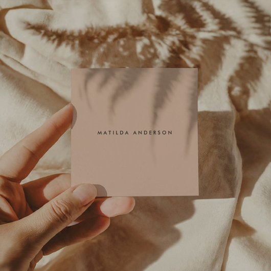 Moderne eenvoudige abstracte beige groene terracot vierkante visitekaartje