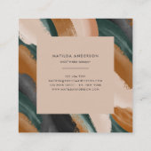 Moderne eenvoudige abstracte beige groene terracot vierkante visitekaartje (Achterkant)