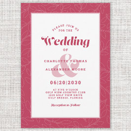 Moderne, eenvoudige Abstracte bladeren | Magenta R Kaart