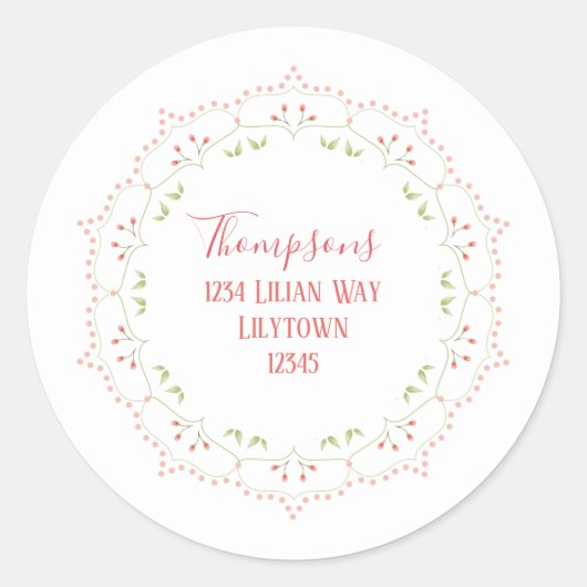 Moderne, eenvoudige afbeelding met blindroze Manda Ronde Sticker (Voorkant)