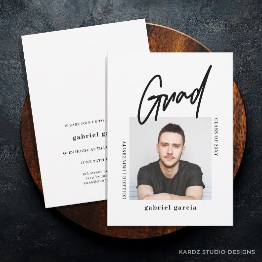 Moderne Eenvoudige Afstudeerfeest van het Fotoscri Kaart