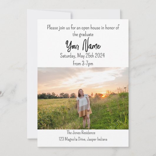 Moderne eenvoudige Afstuderen aangepaste fotonaam Kaart (Achterkant)
