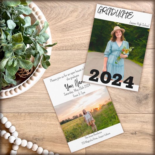 Moderne eenvoudige Afstuderen aangepaste fotonaam Kaart