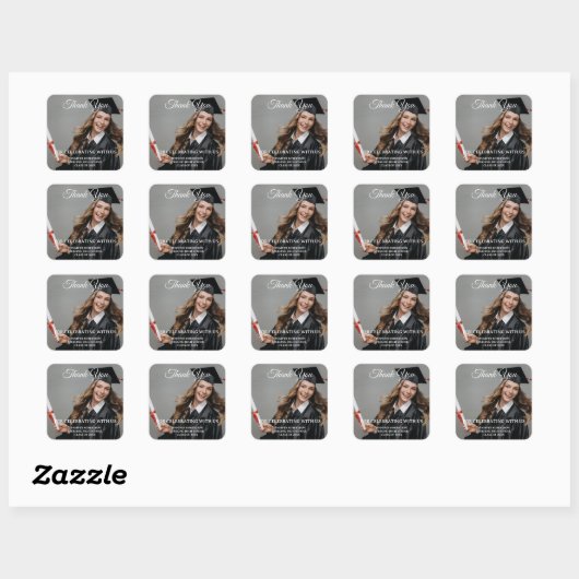 Moderne Eenvoudige Afstuderen Bedankt Aangepaste F Vierkante Sticker (Vel)