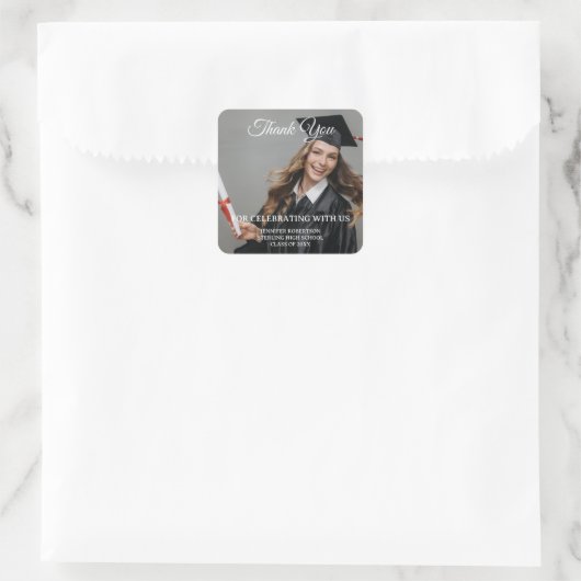 Moderne Eenvoudige Afstuderen Bedankt Aangepaste F Vierkante Sticker (Tas)