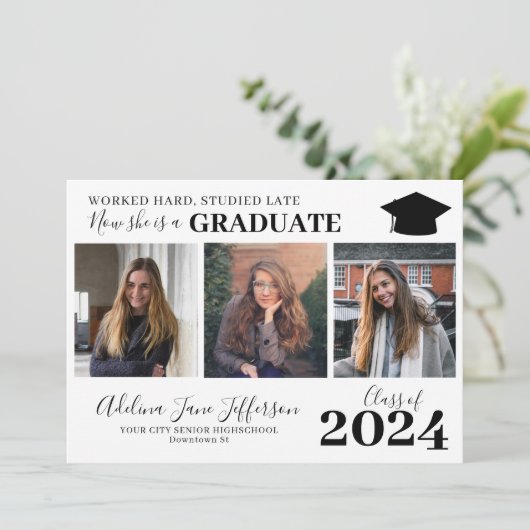 Moderne, eenvoudige afstuderen citaat afstuderen 4 aankondiging (Staand voorkant)