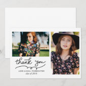 Moderne Eenvoudige Afstuderen Dank u twee foto's Bedankkaart (Voorkant / Achterkant)