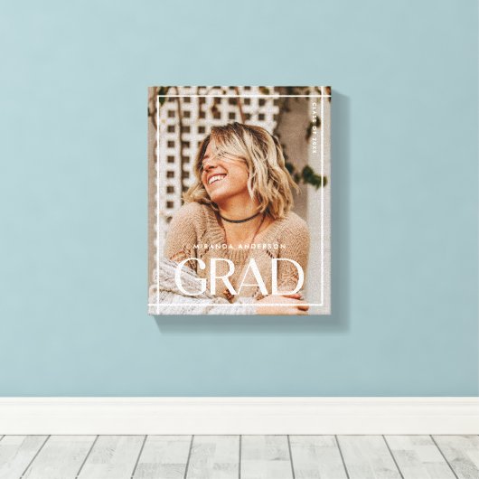 Moderne Eenvoudige Afstuderen Foto Middelbare Scho Canvas Afdruk (Insitu (Houten vloer))