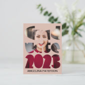 Moderne Eenvoudige Afstuderen Foto Roze Goud Uitnodiging Briefkaart (Staand voorkant)