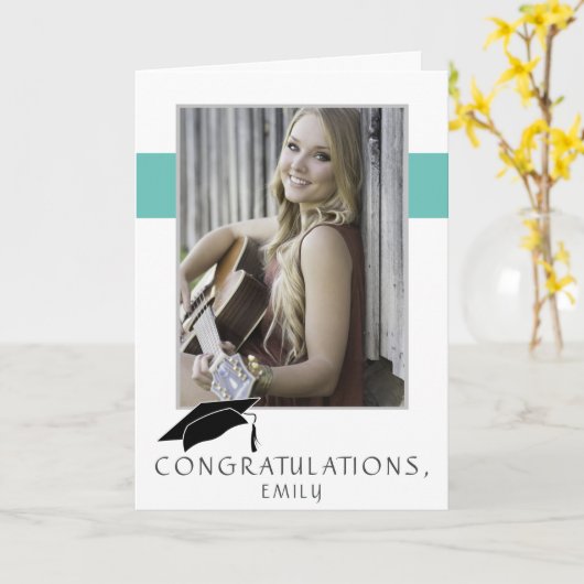 Moderne, eenvoudige Afstuderen foto van felicitati Kaart (Gele Bloem)