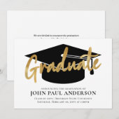Moderne, eenvoudige, Afstuderen Gold Afstudeerder  Aankondiging (Voorkant / Achterkant)