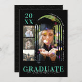 Moderne, eenvoudige Afstuderen met 4 beelden Aankondiging (Voorkant / Achterkant)