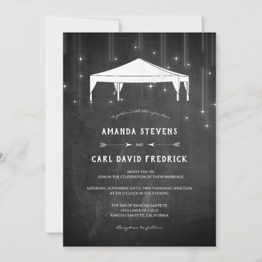 Moderne Eenvoudige Avond Tent Bruiloft Kaart (Voorkant)