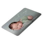 Moderne Eenvoudige Baby Boy Naam Script Foto Geboo Magneet (Linkerzijde)