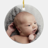 Moderne eenvoudige Baby eerste kerstboomfoto Keramisch Ornament (Achterkant)