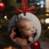Moderne eenvoudige Baby eerste kerstboomfoto Keramisch Ornament
