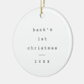 Moderne Eenvoudige Baby eerste kerstfoto Baby Keramisch Ornament (Links)