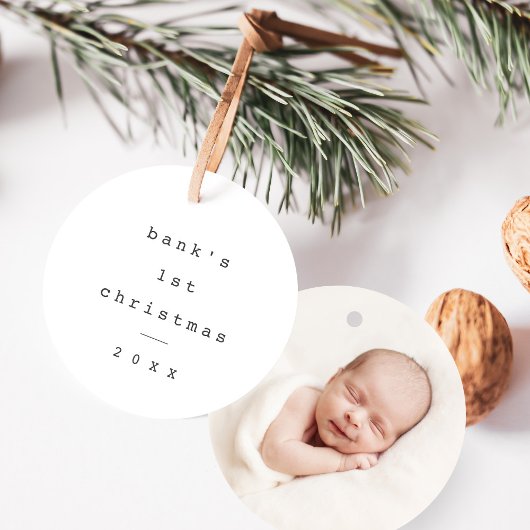 Moderne Eenvoudige Baby eerste kerstfoto Baby Keramisch Ornament