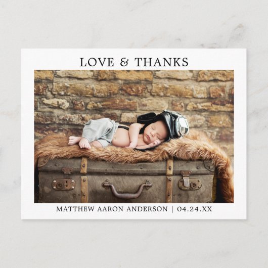 Moderne, eenvoudige Baby en Bedankt Briefkaart (Voorkant)