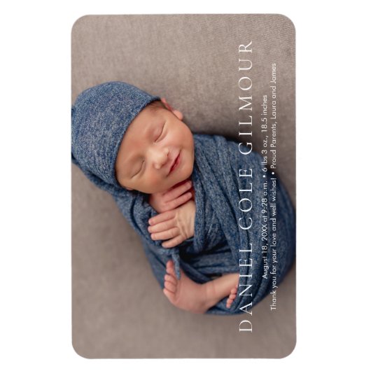 Moderne , eenvoudige Baby naam Fotogeboorte Magneet (Verticaal)