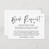 Moderne eenvoudige Baby shower Book Request Card-h Informatiekaartje (Voorkant / Achterkant)
