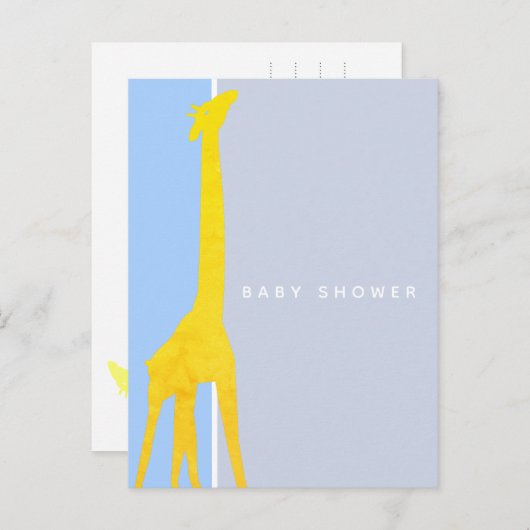 Moderne eenvoudige Baby shower Giraffe Uitnodiging Briefkaart (Voorkant / Achterkant)