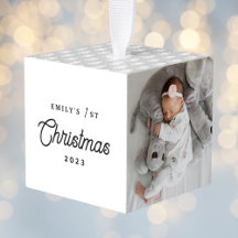 Moderne Eenvoudige Baby's Eerste Kerst Drie Foto