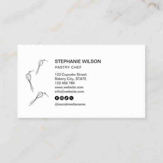 Moderne eenvoudige bakkerij chef catering cateraar visitekaartje (Achterkant)