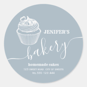 Moderne eenvoudige bakkerij Zelfgemaakte cupcakes Ronde Sticker
