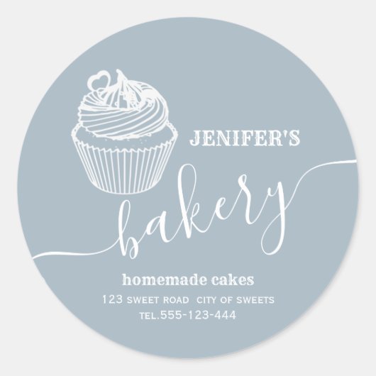 Moderne eenvoudige bakkerij Zelfgemaakte cupcakes  Ronde Sticker (Voorkant)
