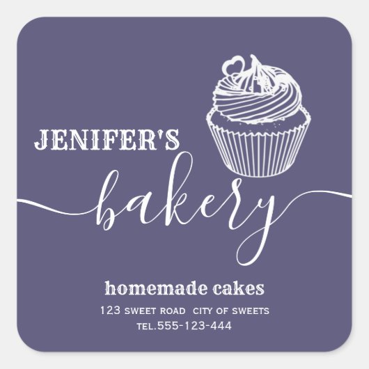 Moderne eenvoudige bakkerij Zelfgemaakte cupcakes  Vierkante Sticker (Voorkant)