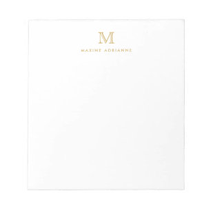 Moderne Eenvoudige Basic Faux Gold Monogram Initia Notitieblok