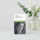 MODERNE EENVOUDIGE BEELD GROENE PERSOONLIJKE FOTO- VISITEKAARTJE (Staand voorkant)