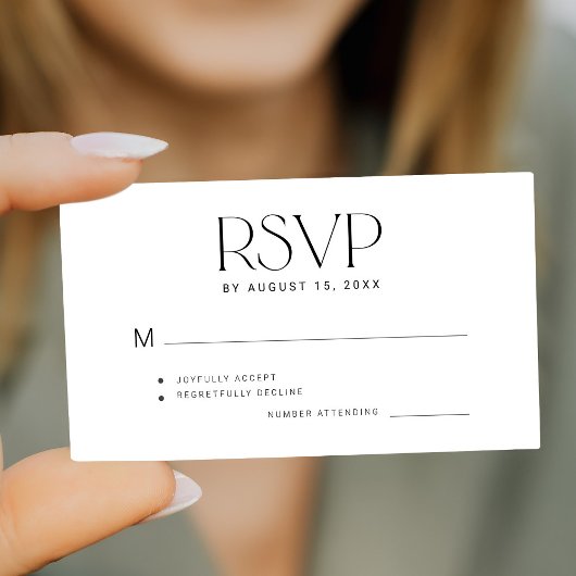 Moderne eenvoudige begroting mini grootte bruiloft notitiekaartje