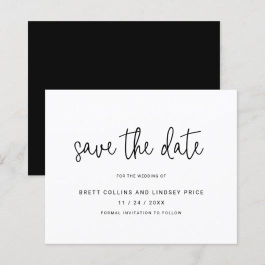 Moderne, eenvoudige begrotingsbruiloft bespaart da (Voorkant / Achterkant)