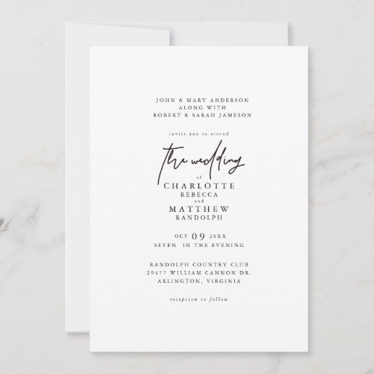 Moderne Eenvoudige beide reeksen de Uitnodiging va (Voorkant)